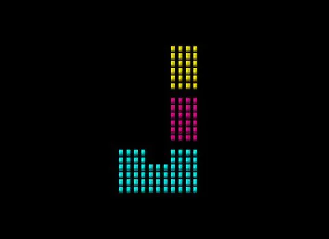 J letter vector desing, cmyk color font logo. Dynamic split pink, yellow, blu Stock Illustration