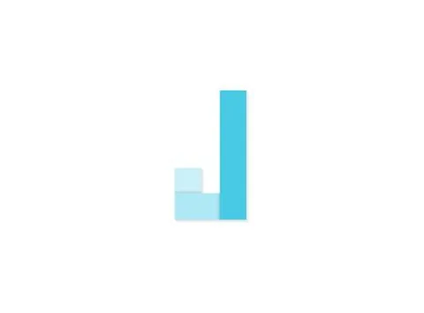 J letter, vector logo, paper cut desing font made of blue color tones .Isolat Stock Illustration