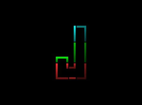 J letter vector outline stroke desing, font logo. Red, green, blue color on b Stock Illustration