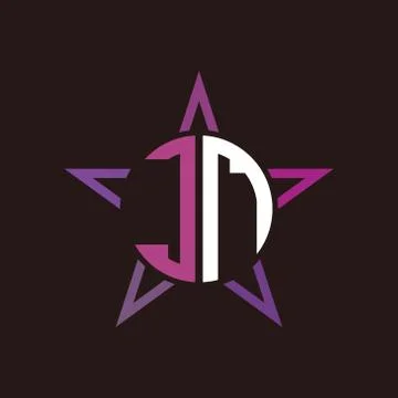 J N initials circle with stars and black background Stock Illustration