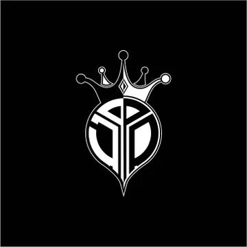J O circle monogram logo emblem style with clown crown shape vector decoratio Illustrazione stock