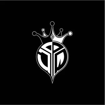 J Q circle monogram logo emblem style with clown crown shape vector decoratio Stock Illustration