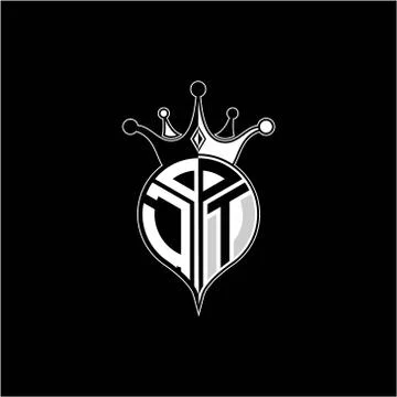 J T circle monogram logo emblem style with clown crown shape vector decoratio Stock Illustration