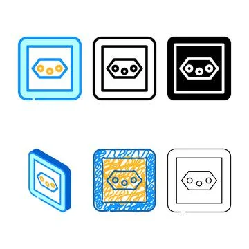 J type socket color variety icon vector Stock Illustration