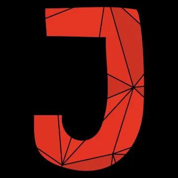 J vector red alphabet letter isolated on black background Stock Illustration