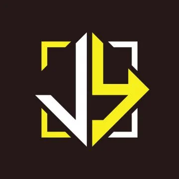 J Y Initials quadrangle monogram with square Stock Illustration
