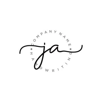 JA Initial handwriting logo design Stock Illustration