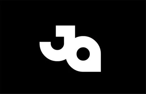 JA J A black white bold joint letter logo Stock Illustration