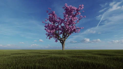 Jacaranda pink tree against blue sky, loop, 4K Stock Footage 165205725