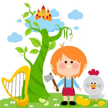 Jack and the magic beanstalk. Vector illustration Stock Illustration
