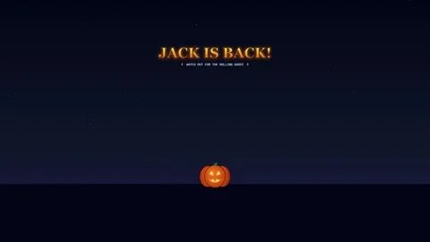 Jack Is Back Halloween Night Sky Animation with Glowing Pumpkin Vídeos de archivo 344232961
