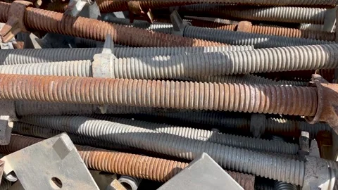 Jack base support scaffolding stock in construction site closeup Stock Footage 240492022