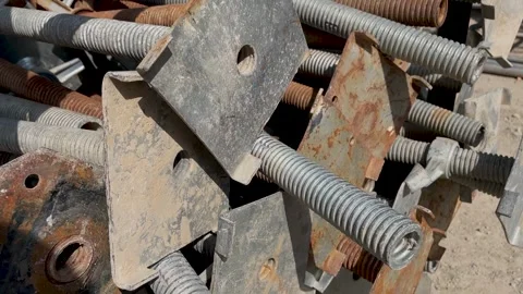 Jack base support scaffolding stock in construction site closeup Stock Footage 246977009
