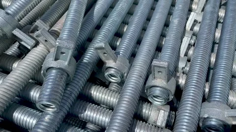 Jack base support scaffolding stock in construction site closeup Stock Footage 262861999