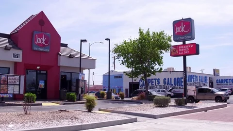 Jack in the box restaurant located in downtown Las Vegas 4k 库存影片 88932261