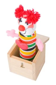 Jack-in-the-box toy isolated on a white background. Stock Photos