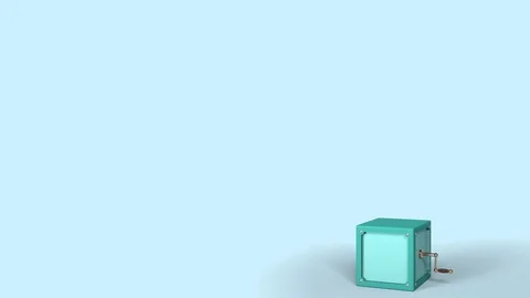 Jack-in-the-box with WANTED text on the popping plate. 3D animation Stock Footage 119164887
