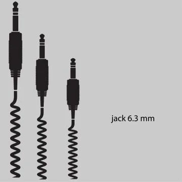 Jack a cable on  gray background Stock Illustration