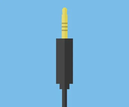Jack cable icon, Audio jack 3.5 mm logo design. Black stereo audio cable. Stock Illustration