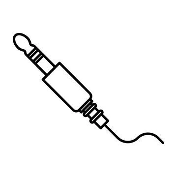 Jack cable linear logo mark in black and white Stock Illustration