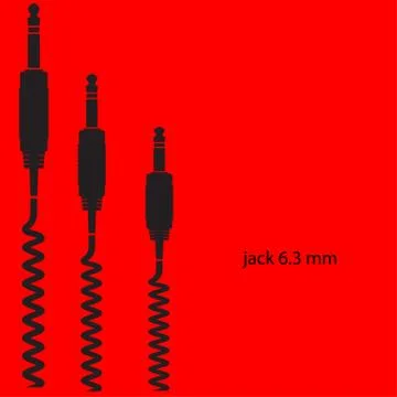 Jack a cable on  red background Stock Illustration