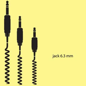 Jack a cable on  yellow background Stock Illustration