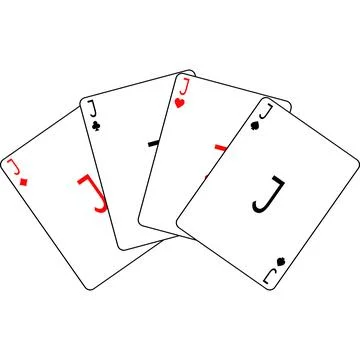 Jack cards of different suits are fanned out. Stock Illustration