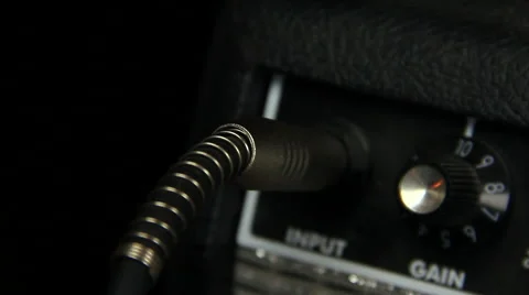 Jack in guitar amplifier, focus movement Stock Footage 42548744
