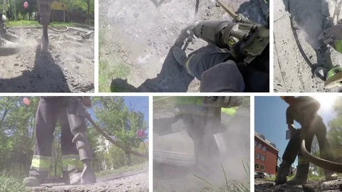 Jack Hammer For Breaking Road Stock Footage 84307374
