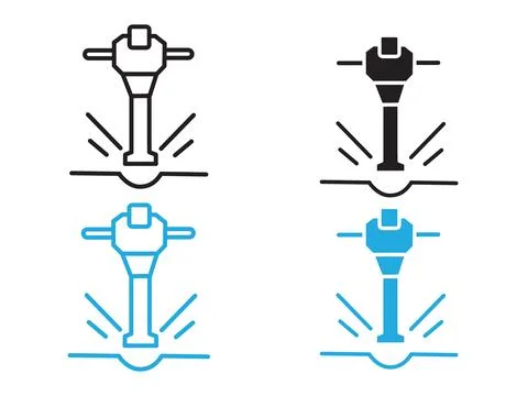 Jack hammer icon black and white vector outline sign Stock Illustration