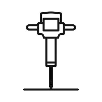 Jack hammer icon Black line art vector logo Illustration