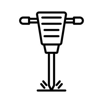 Jack hammer icon linear logo mark in black and white Stock Illustration