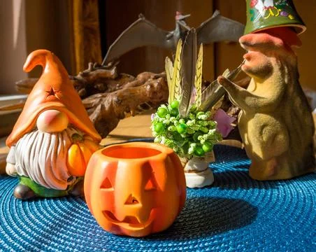 Jack Lanterns Glowing At Moonlight In The Spooky Night - Halloween Scene. Stock Photos