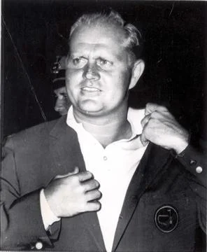 Jack Nicklaus Puts On The Green Jacket Symbolic Of Victory In The Masters Golf T Stock Photos