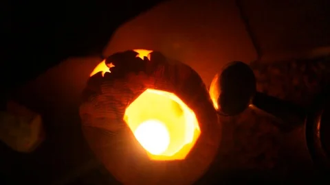 Jack-O-Lantern From Above Background Video stock 97772587