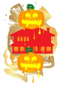 Jack O' Lantern and House Graffiti tag. Abstract modern Halloween street ar.. Ilustración de archivo