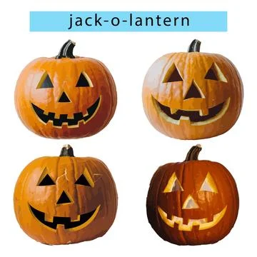 A jack-o-lantern with a basic grin and triangle eyes Stock Illustration