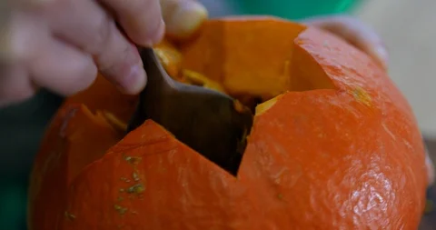 Jack O Lantern being prepared. Stock Footage 118669208