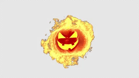 Jack-o-lantern burning pumpkin - 3d render with alpha channel. Video stock 248615679