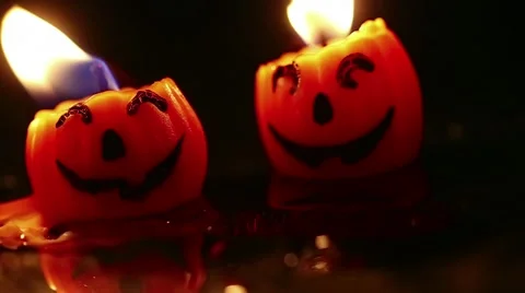 Jack O’ Lantern Candles Stock Footage 56057299