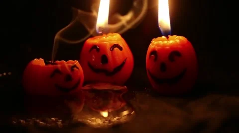 Jack O’ Lantern Candles Stock Footage 56057332