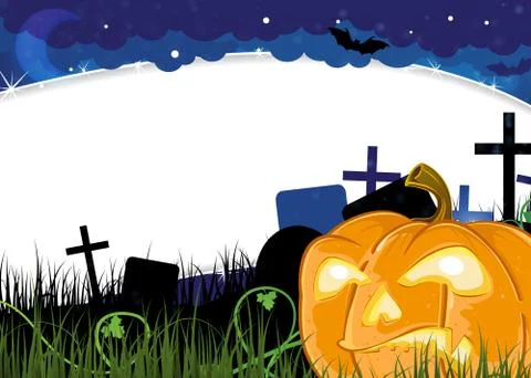Jack o lantern on a cemetery Stock Illustration