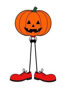 Jack-o'-lantern character with red shoes Stock Illustration
