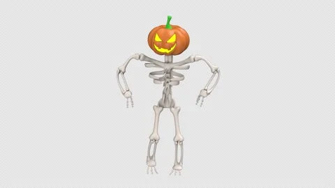 Jack-O-Lantern dance - 3d render looped with alpha channel. Stock Footage 203903828