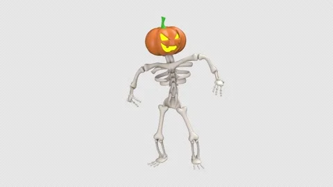 Jack-O-Lantern dance - 3d render looped with alpha channel. Stock Footage 203904396