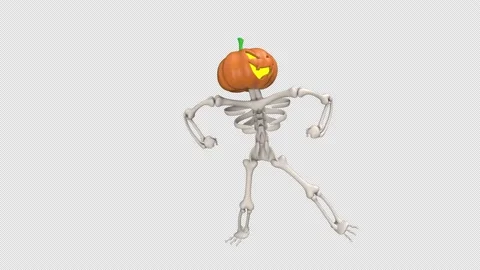 Jack-O-Lantern dance - 3d render looped with alpha channel. Stock Footage 203904651