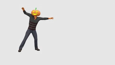 Jack-O-Lantern dance - 3d render looped with alpha channel. Stock Footage 209119971