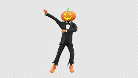 Jack-O-Lantern dance - 3d render looped with alpha channel. Stock Footage 210169510