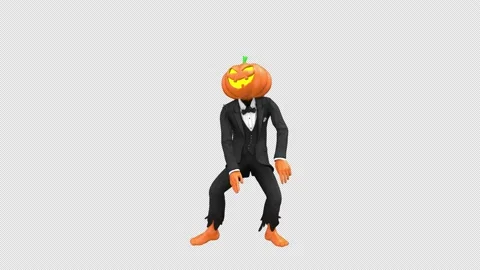 Jack-O-Lantern dance - 3d render looped with alpha channel. Stock Footage 210173371