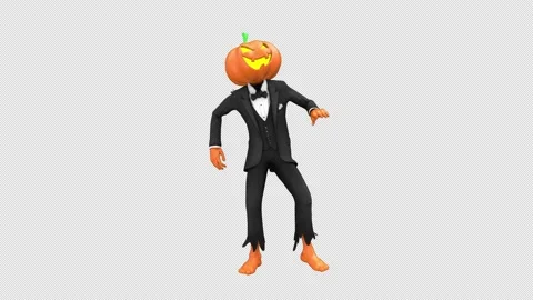 Jack-O-Lantern dance - 3d render looped with alpha channel. Stock Footage 210175251